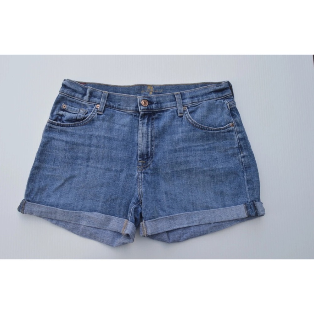 7 For All Mankind Blue Denim Jean Shorts